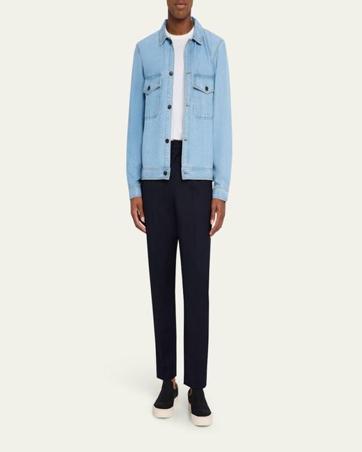 Officine Generale Blue Hany Washed Lyocell Button-Down Workshirt for men