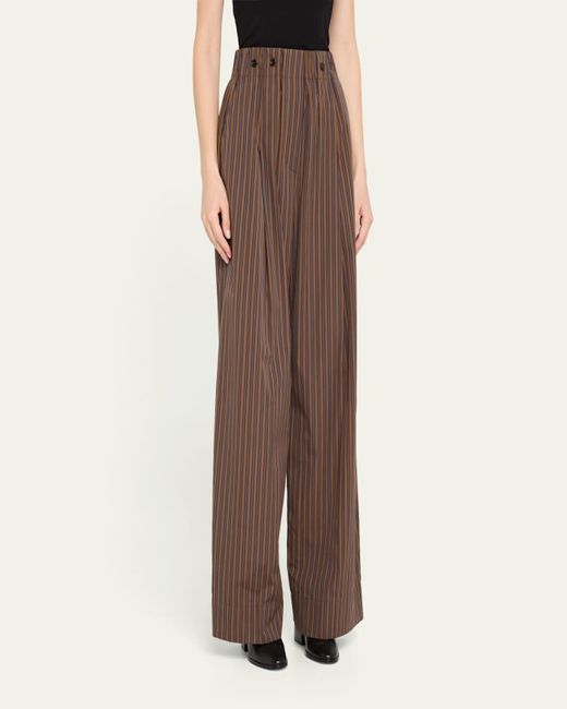 A.L.C. Brown Emmett Pinstripe Wide-Leg Pants