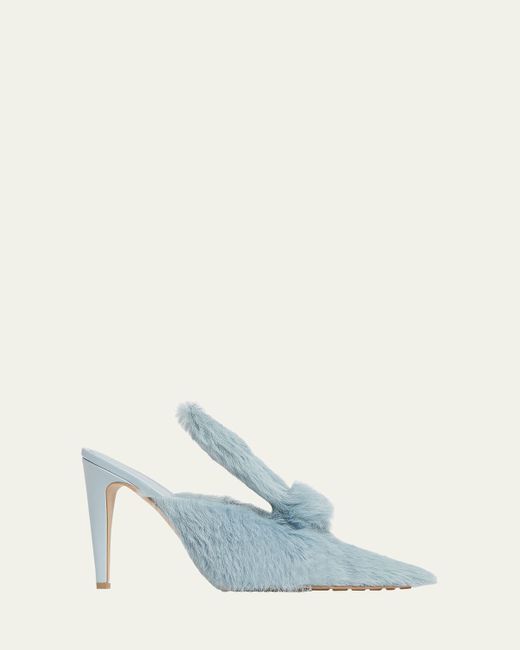 Bottega Veneta Blue Knotted Calf Hair Mule Pumps