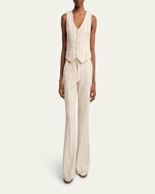 Gabriela Hearst Natural Coleridge Wool Cashmere Pinstripe Vest
