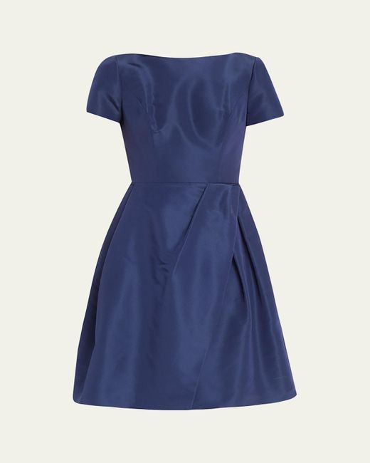 Carolina Herrera Blue Icon Bateau Neck Short-Sleeve Dress