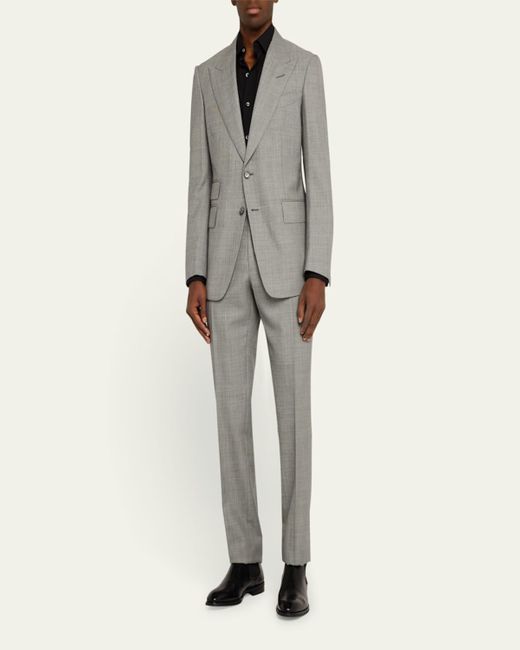 Tom Ford Gray Shelton Sharkskin Slim-Fit Suit for men