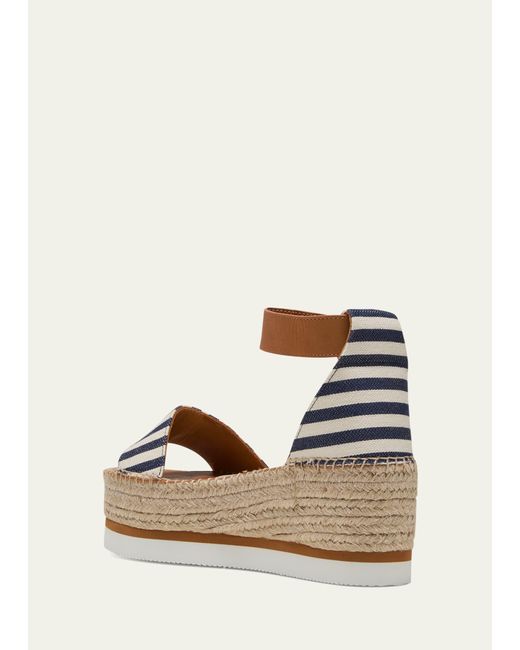 See By Chloé Natural Glyn Stripe Ankle-strap Espadrille Sandals