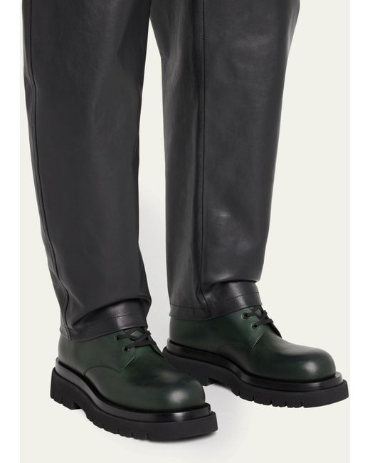 Bottega Veneta Black Lug-sole Leather Lace-up Ankle Boots for men