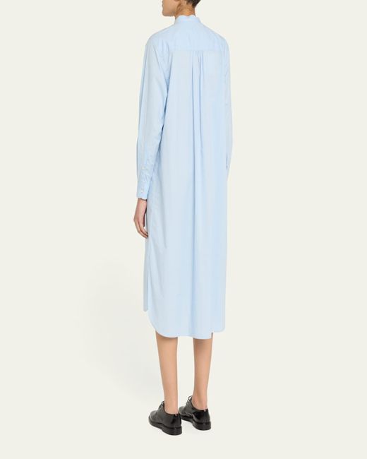 Officine Generale Blue Isana Long-Sleeve Organic Cotton Dress