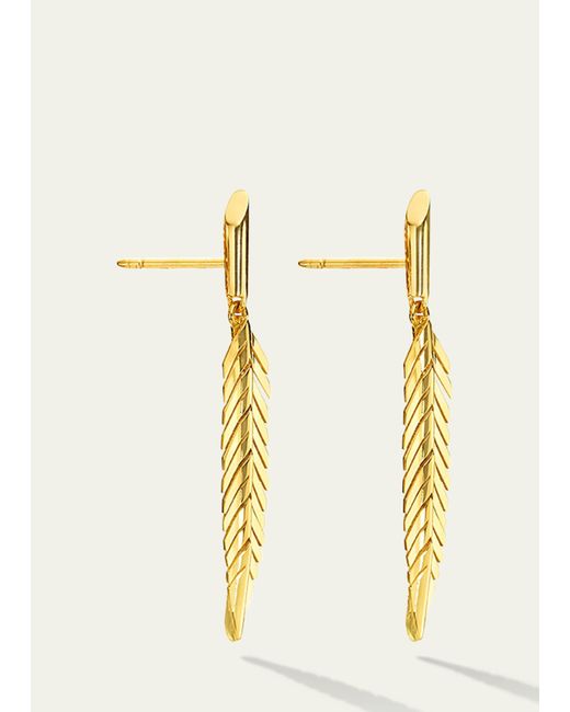 CADAR Metallic 18k Yellow Gold Small Feather Drop Earrings