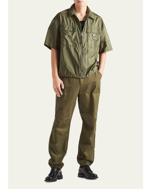 Prada Green Re-nylon Zip-front Shirt for men