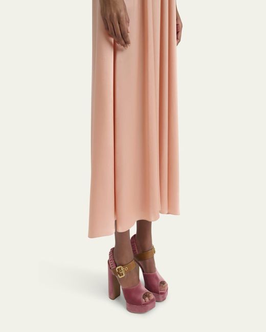 Chloé Pink Aria Ankle-Strap Platform Sandals