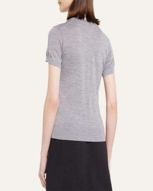Theory Gray Basic Regal Wool Short-Sleeve Tee