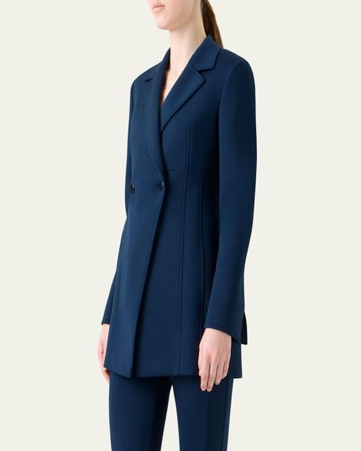 Akris Blue Duska Techno Neoprene Double-Breasted Jacket
