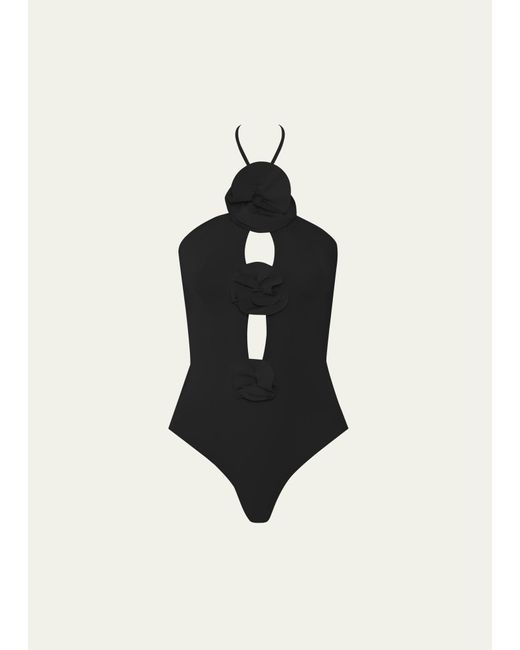 Maygel Coronel Black Fiora Cutout Halter One-piece Swimsuit