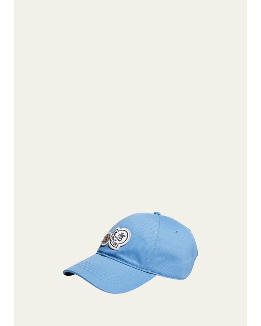 Moncler Blue Double Logo-patch Baseball Cap for men