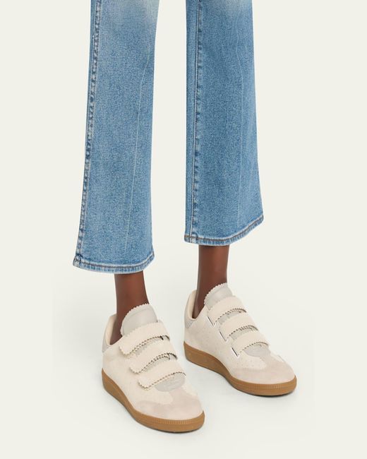 Isabel Marant Natural Beth Mixed Leather Triple-Grip Sneakers