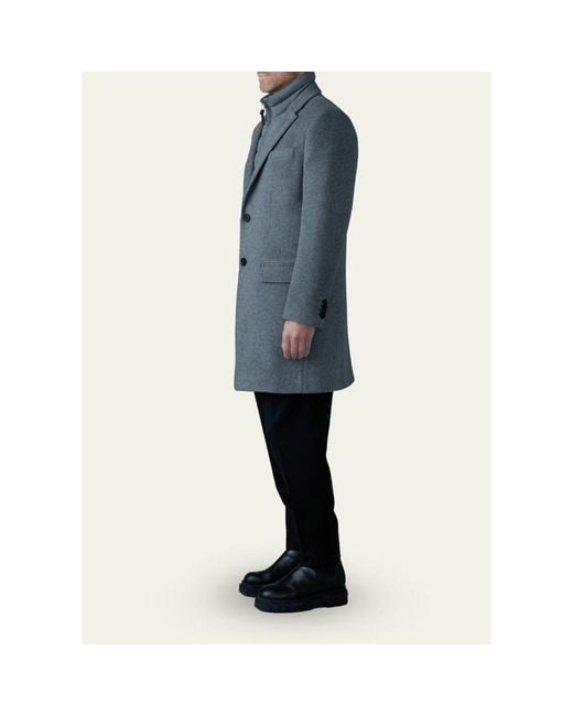 Mackage Blue Wool Topcoat With Removable Down Bib for men