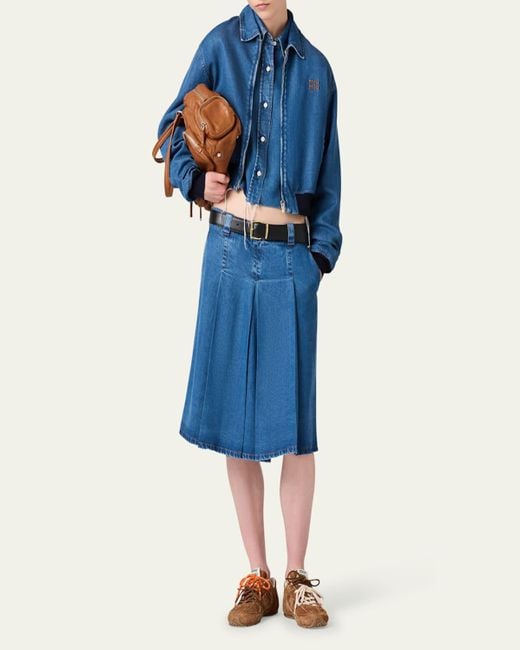 Miu Miu Blue Cropped Denim Jacket