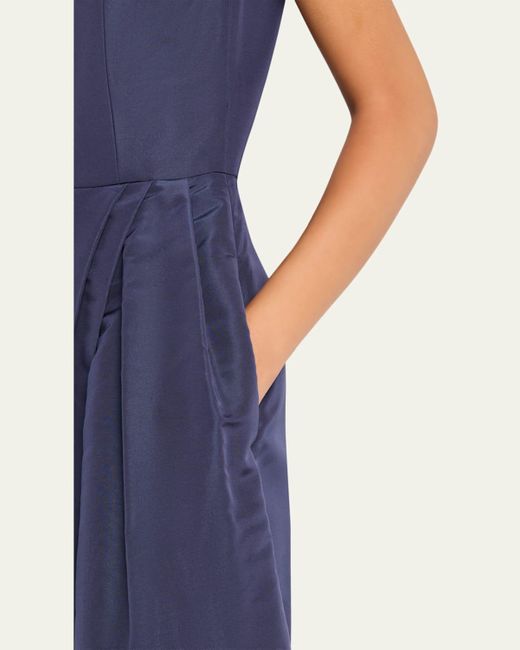 Carolina Herrera Blue Icon Bateau Neck Short-Sleeve Dress