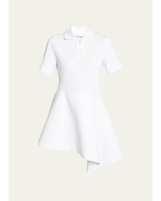 J.W. Anderson White Asymmetric Short-sleeve Mini Polo Dress