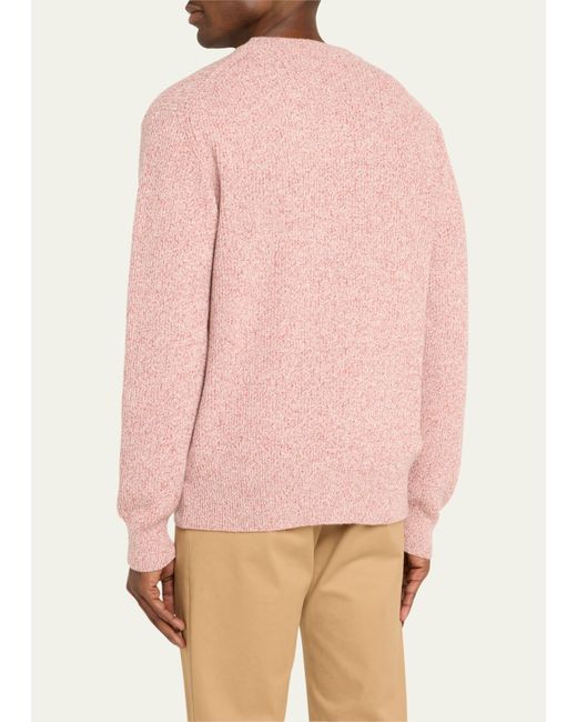Bergdorf Goodman Pink Watercolor Twist Cashmere Crewneck Sweater for men