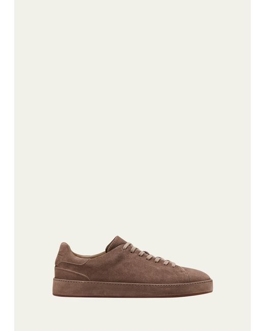 Loro Piana Brown Nuages Suede Low-top Sneakers for men