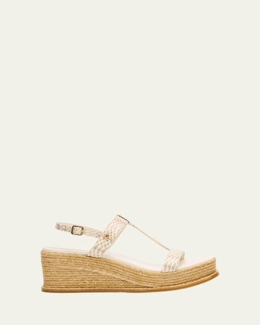 Jimmy Choo Natural Theia 60 Snake-Printed Leather Wedge Sandals