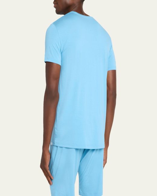 Derek Rose Blue Basel Micro Modal Stretch Crewneck T-Shirt for men