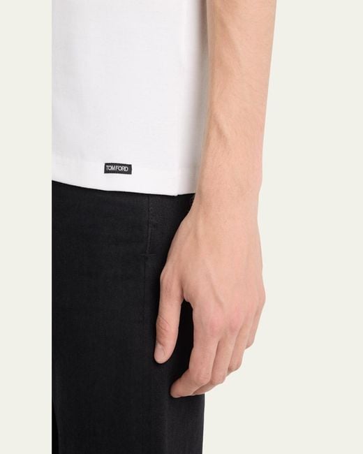 Tom Ford Blue Solid Stretch Jersey T-Shirt for men