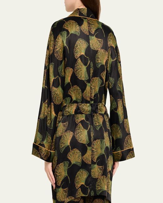 Diane von Furstenberg Green Magda Viscose Leaf-Print Wrap Jacket