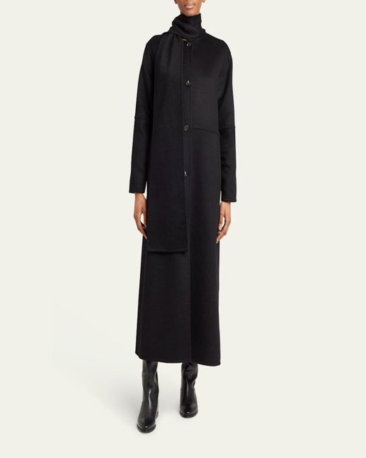 Kiton Black Scarf-Neck Cashmere Overcoat