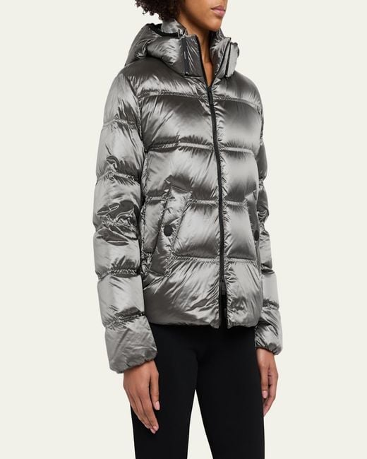 Moncler Gray Quilted Short Down Jacket