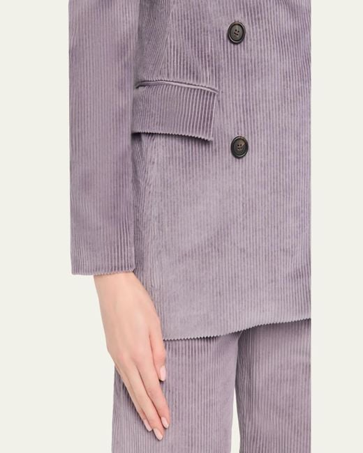 Brunello Cucinelli Purple Double-Breasted Corduroy Blazer