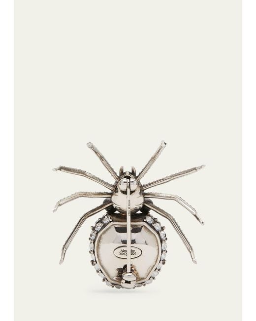 Alexander McQueen Natural Crystal Spider Brooch for men