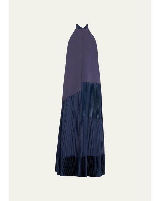 Jonathan Simkhai Blue Noah Open-back Pleated Midi Dress