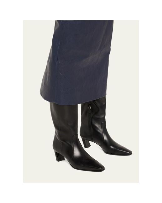 Stuart Weitzman Black Stassi Leather Knee-High Boots