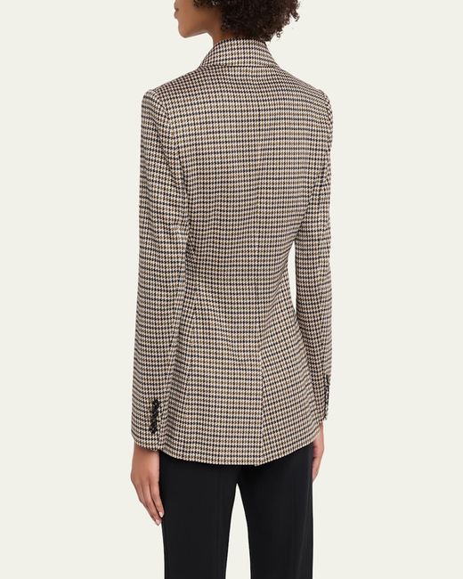 Max Mara Gray Wool Houndstooth Double-Breasted Jacket