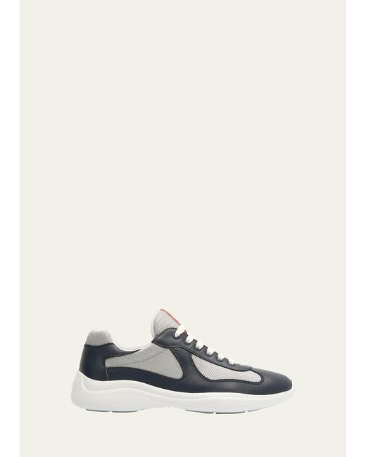 Prada White Americas Cup Leather Trainer Sneakers for men