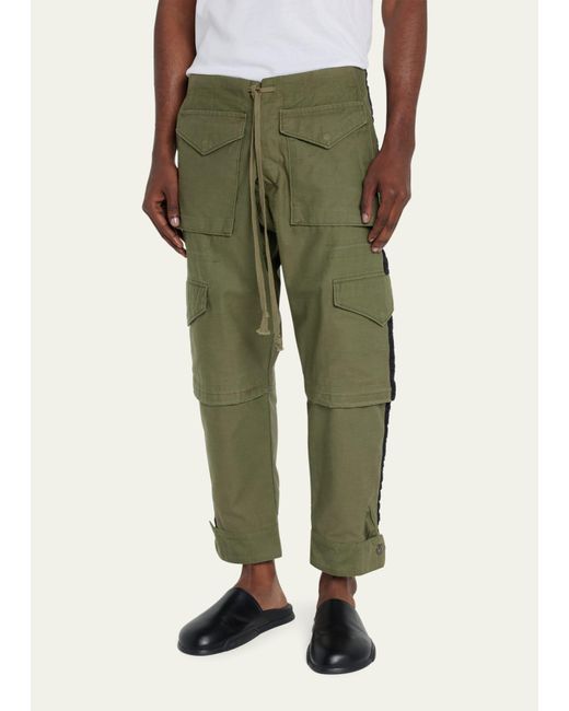Greg Lauren Green Side-stripe Cargo Pants for men