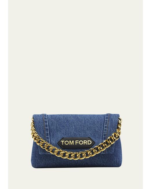 Tom Ford Blue Label Mini Bag In Denim With Chain
