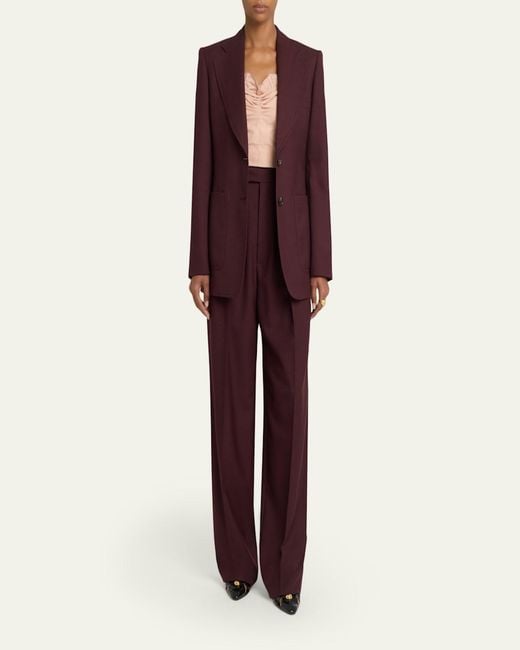 Chloé Purple Wool Gabardine Single-Breasted Blazer Jacket