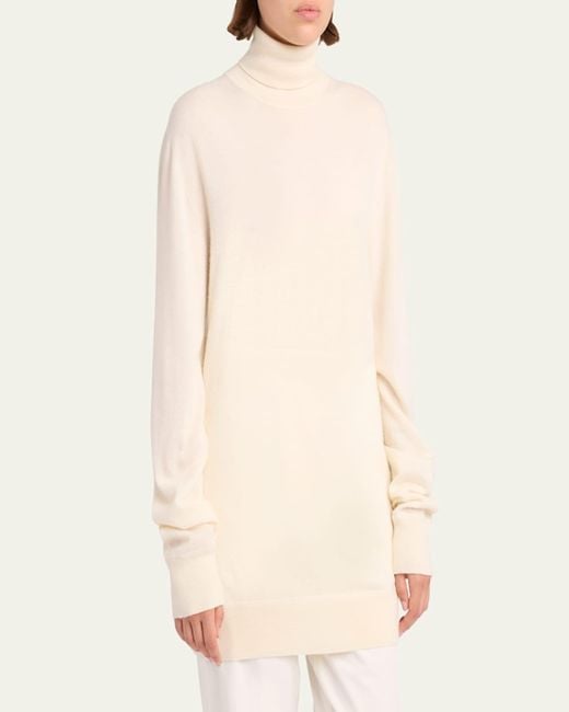 The Row Natural Lizzy Cashmere Turtleneck Sweater