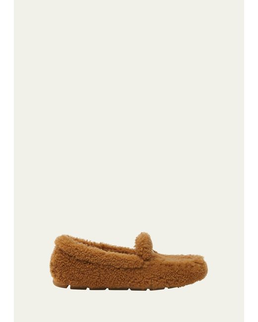 Prada Natural Shearling Cozy Driver Loafers