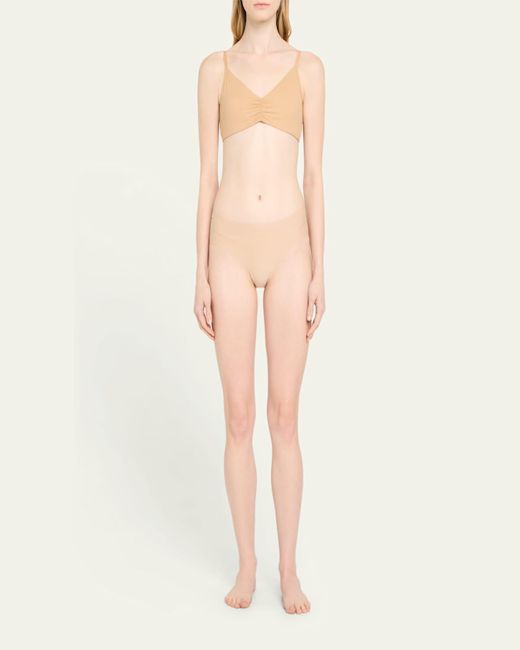 Commando White Shirred Cotton Bralette