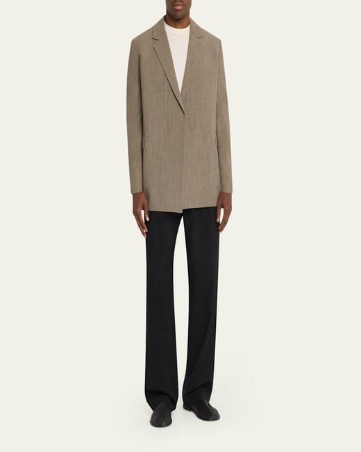 The Row Natural Devlin Wool Concealed-Front Blazer