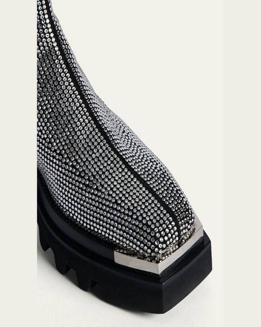 Peter Do Gray Crystal Stud Zip Combat Boots