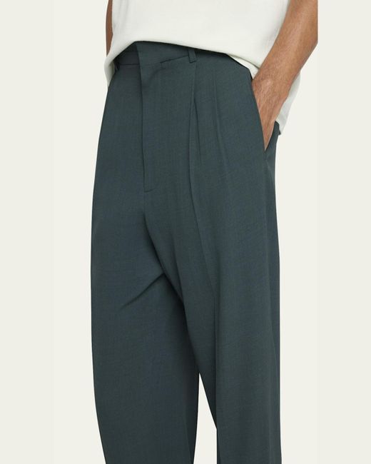The Row Blue Silas Pleated Wool-Blend Pants for men