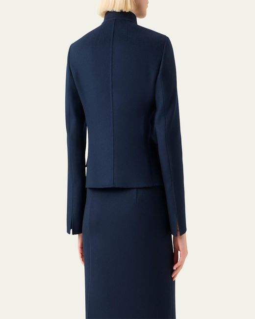 Akris Blue Deva Wool Flannel Double-Face Jacket