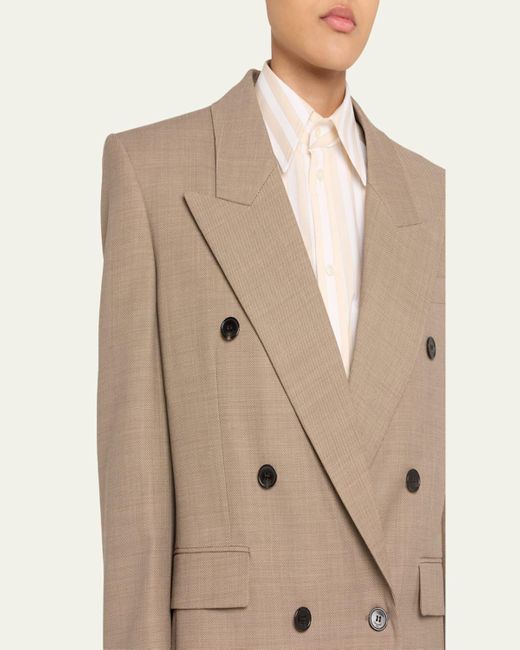 Saint Laurent Natural Double-Breasted Blazer