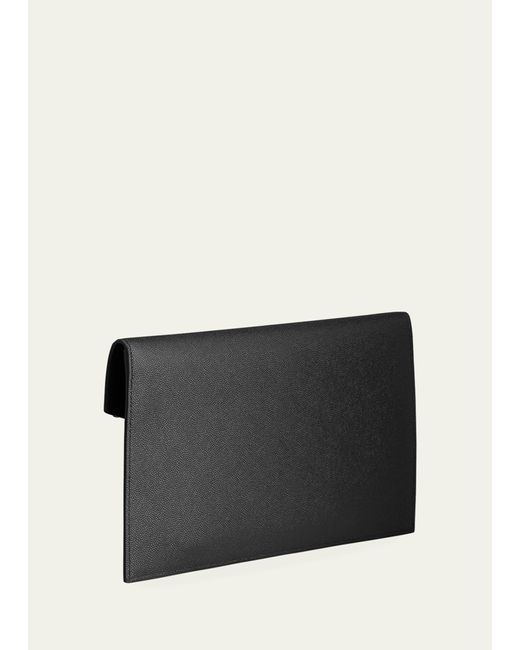 Saint Laurent Black Uptown Ysl Pouch In Grained Leather