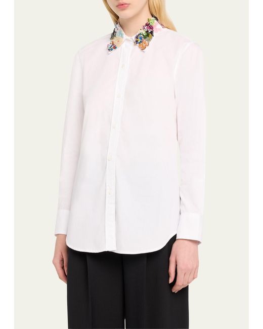 Libertine Natural Button Town Embellished-collar New Classic Shirt