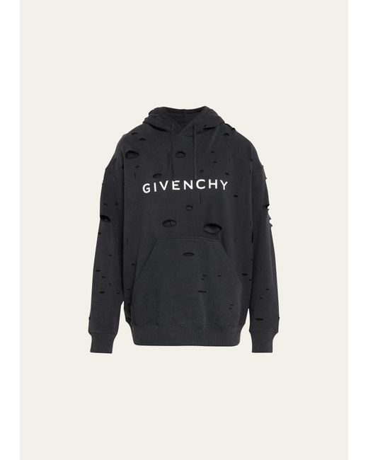 Givenchy Black Oversized Destroyed Terry Sweatshirt for men