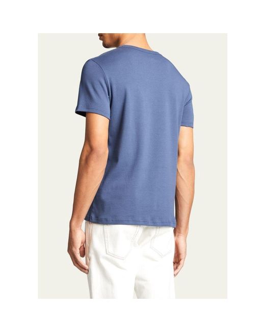 Tom Ford Blue Solid Stretch Jersey T-Shirt for men